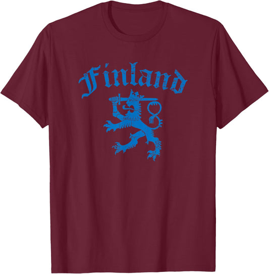 Finland Lion Symbol Finnish Pride T-Shirt - T-Shirt | Maroon
