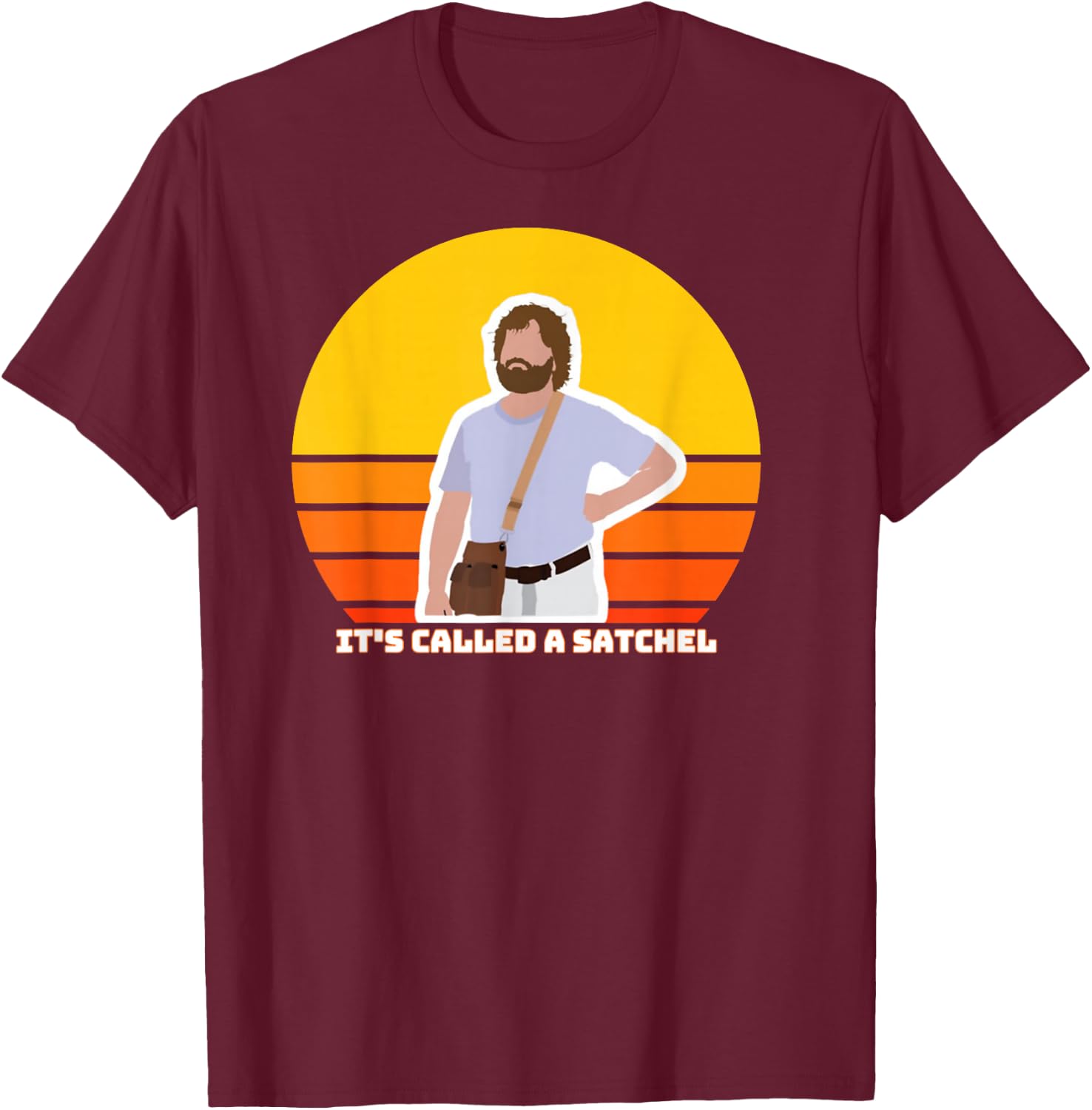 Hangover Movie, Classic Cinema, Funny Man's Satchel Shirt T-Shirt - T-Shirt | Maroon