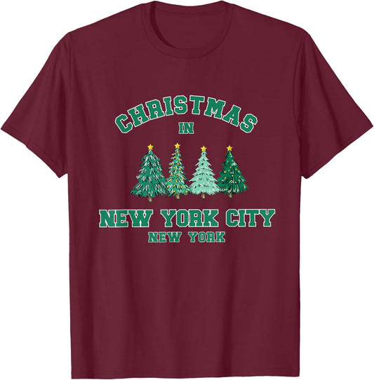 New York City Christmas Trip T-Shirt - T-Shirt | Maroon