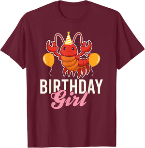 Cute Lobster Birthday Girl T-Shirt - T-Shirt | Maroon