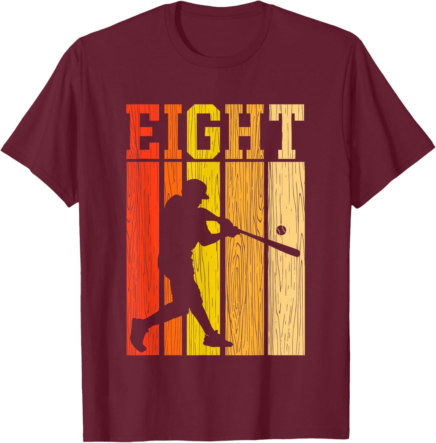 8th Birthday Gift Eight Vintage Baseball Birthday 8 Year Old T-Shirt - T-Shirt | Maroon