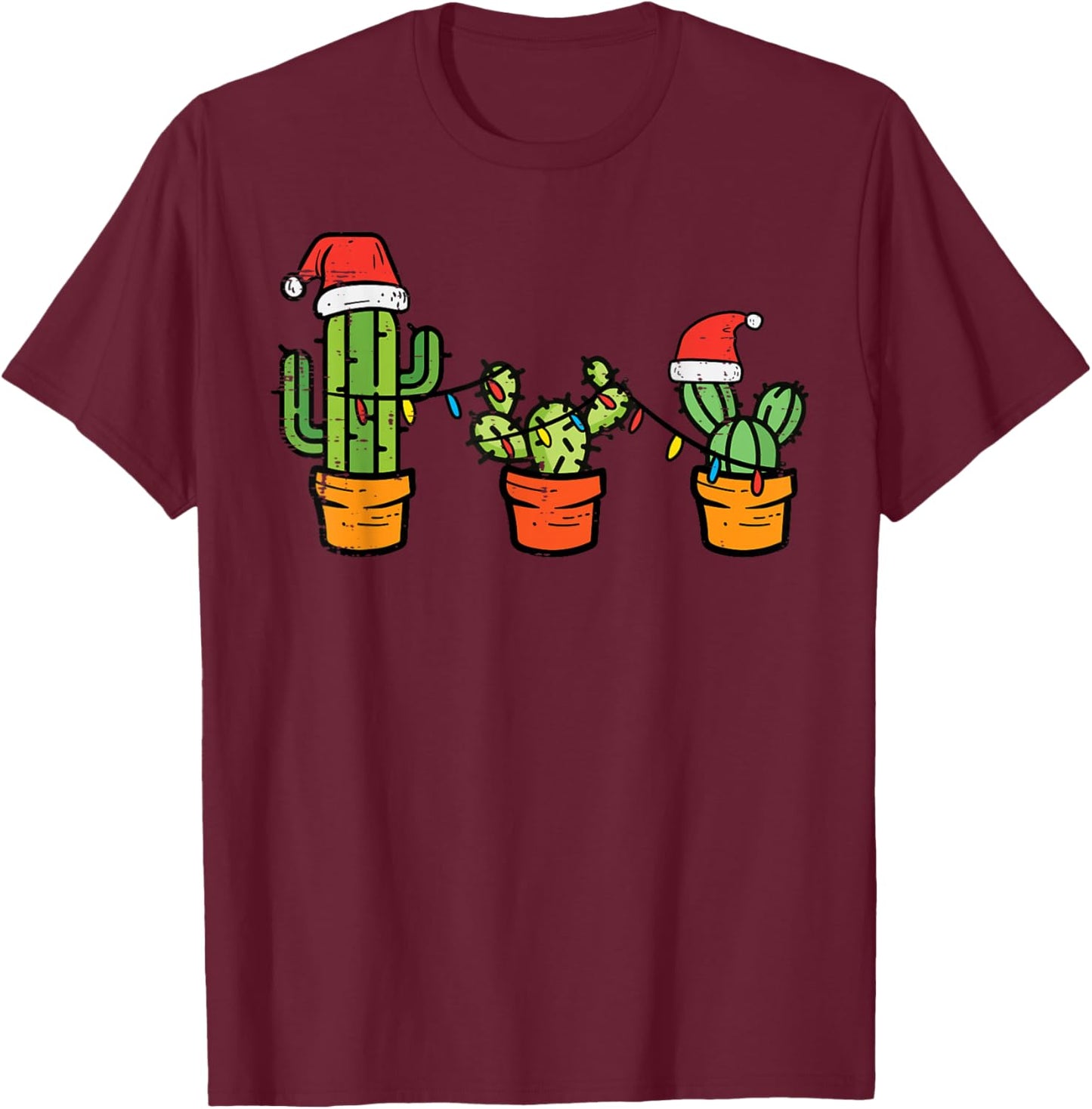 Christmas Cactus Cute Succulent Plant Xmas Men Women Kids T-Shirt - T-Shirt | Maroon