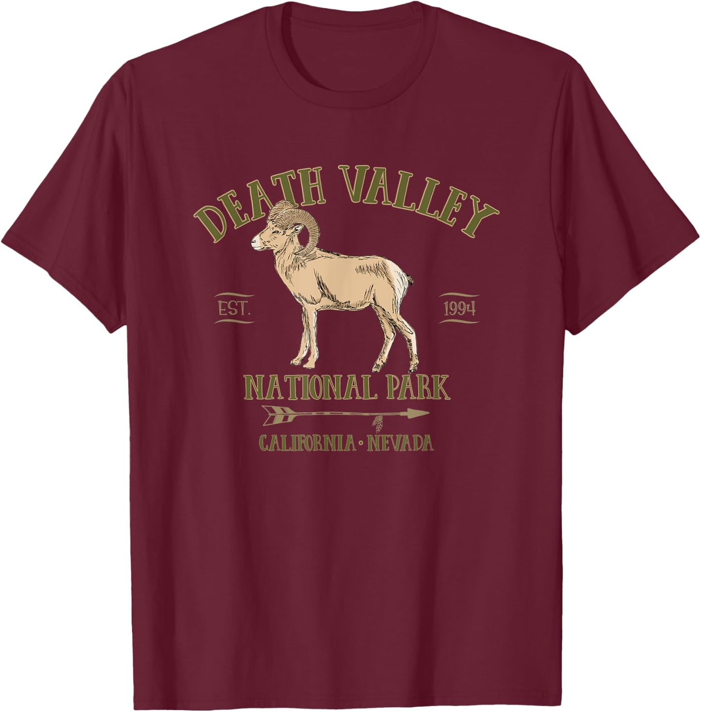 Death Valley National Park California Nevada Bighorn Sheep T-Shirt - T-Shirt | Maroon