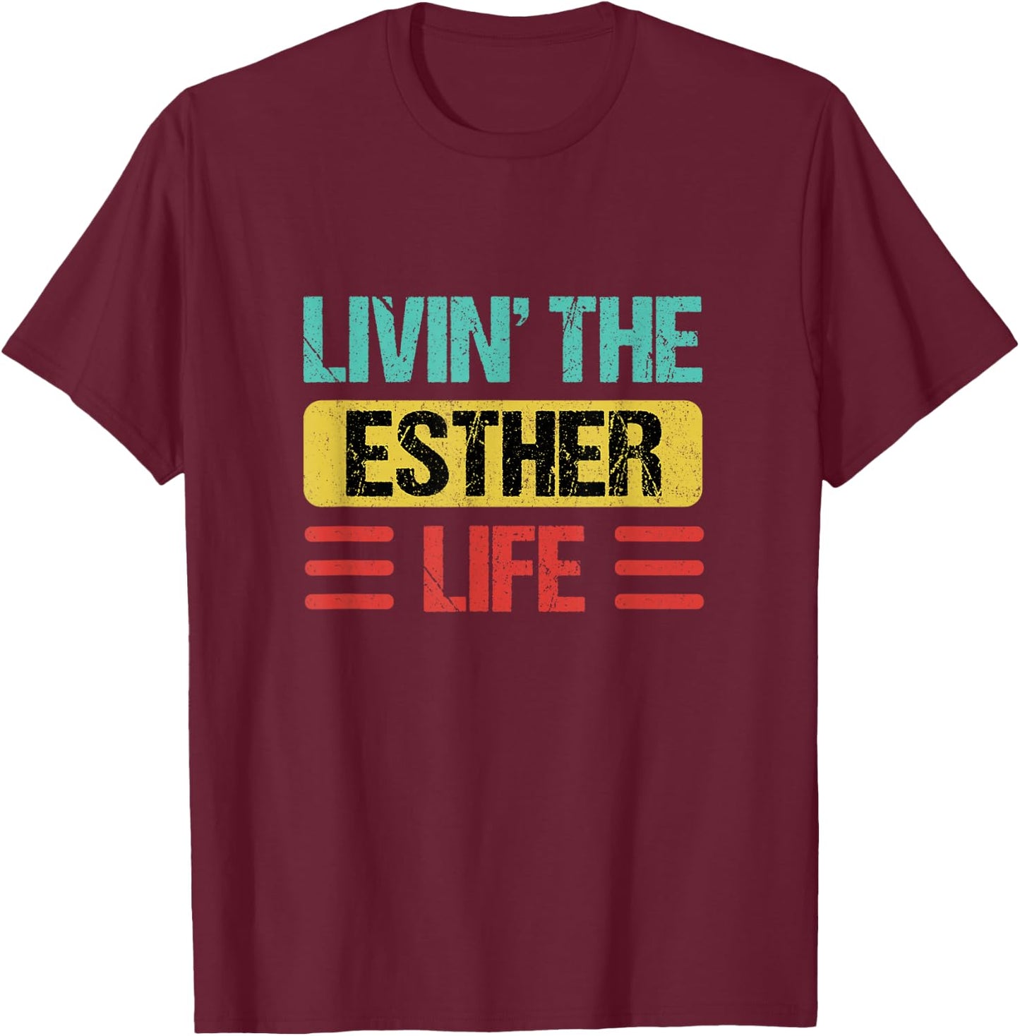 Esther Name Shirts & Gifts Esther - -Adults - Black - Small - - Short Sleeve T-Shirt - T-Shirt | Maroon