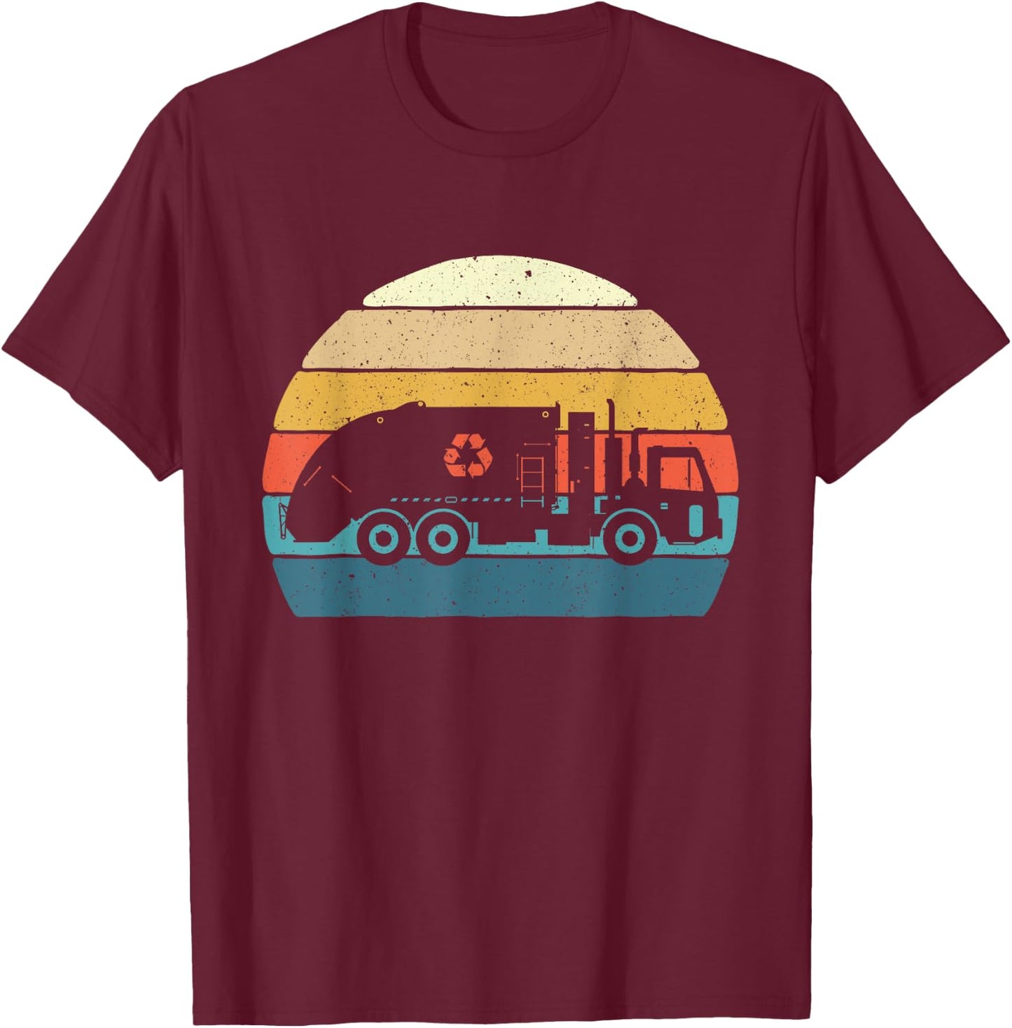 Retro Garbage Truck - Truck Trash Recycling Waste Management T-Shirt - T-Shirt | Maroon