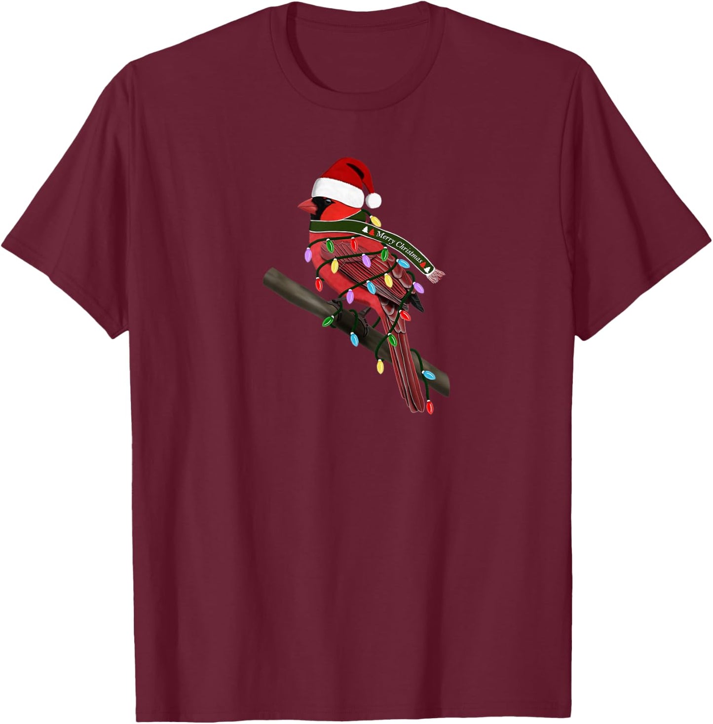 Cardinal Christmas Bird Santa Claus Biologist Animal T-Shirt - T-Shirt | Maroon