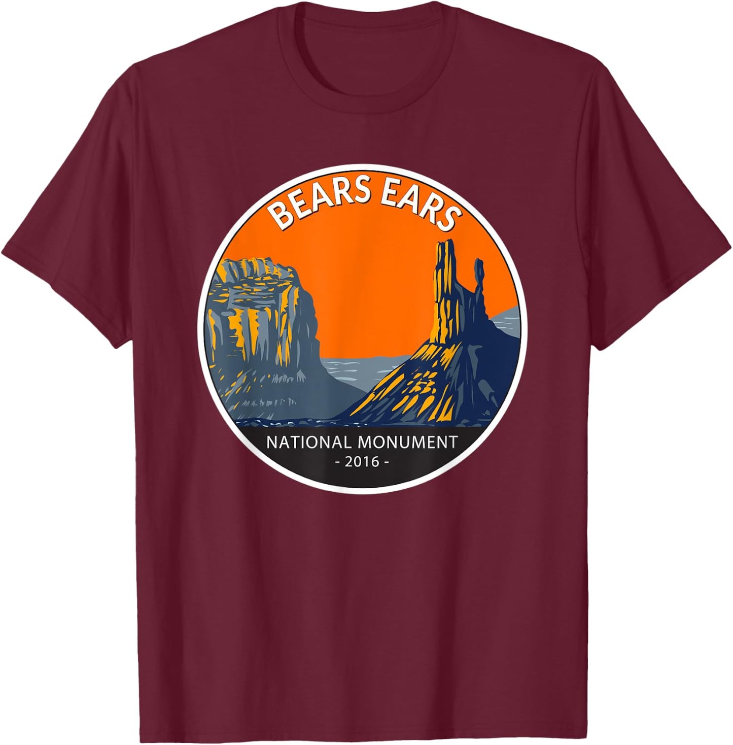 Bears Ears National Monument Utah Vintage Circle T-Shirt - T-Shirt | Maroon