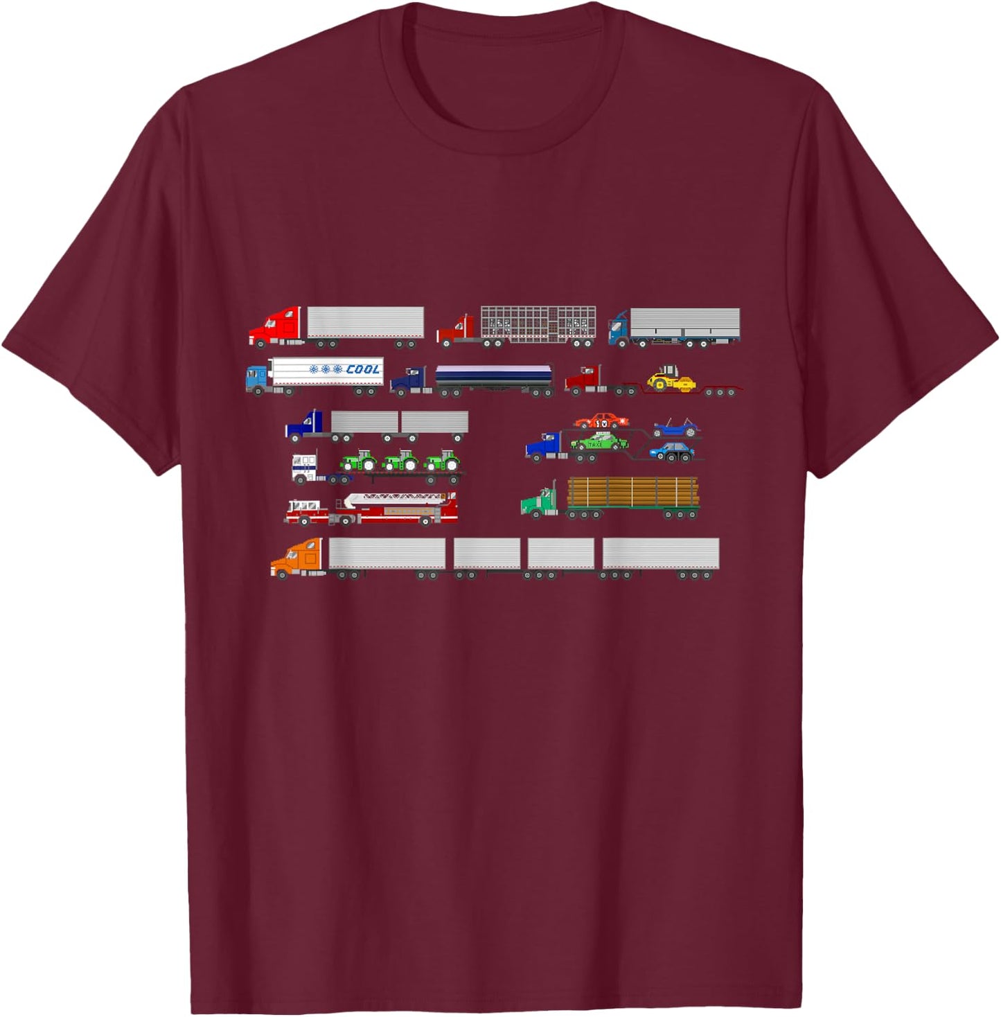Tractor Trailers - The Kids' Picture Show T-Shirt - T-Shirt | Maroon