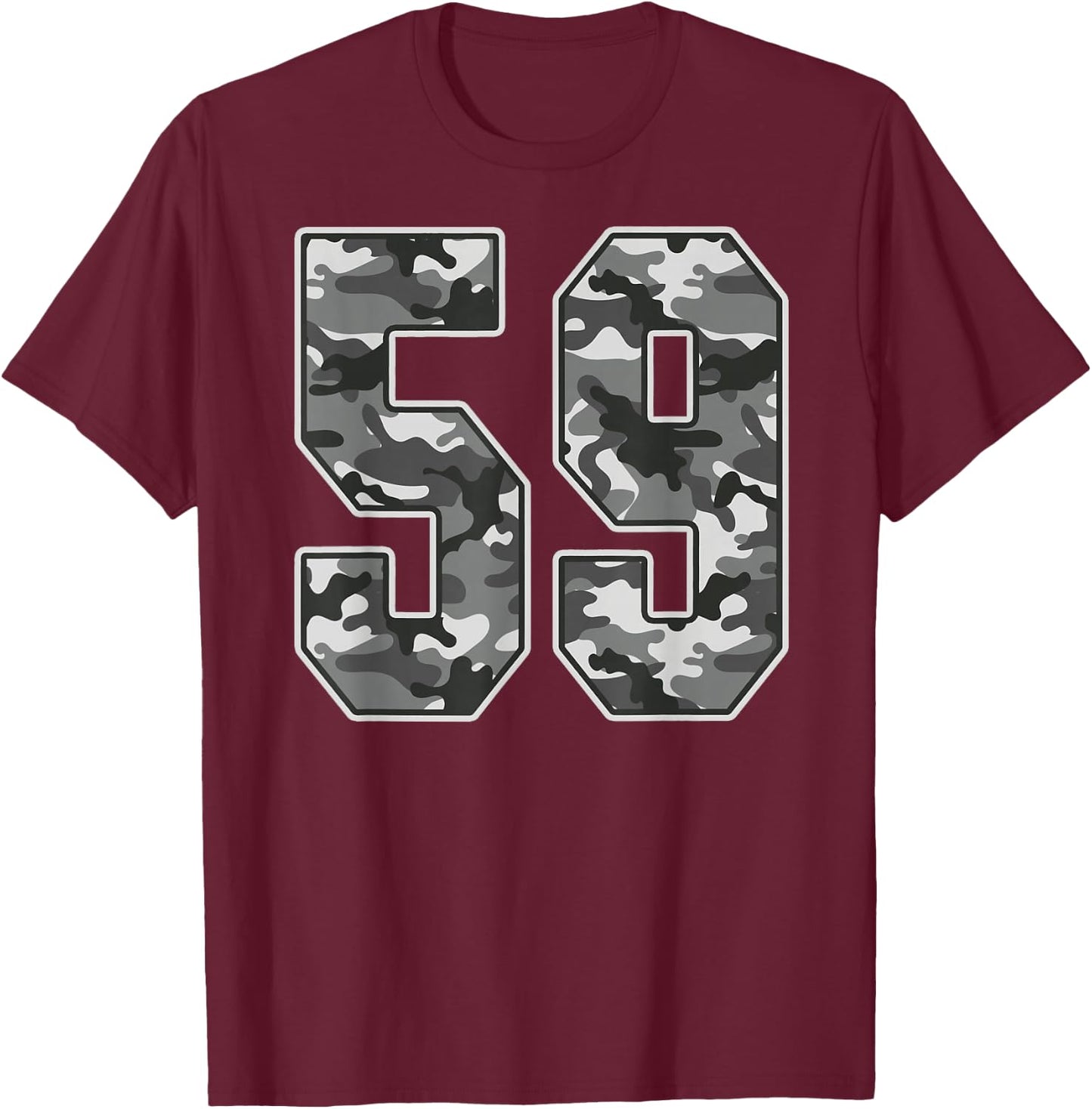 Camo #59 Jersey Number 59 Uniform Fan Favorite Player T-Shirt - T-Shirt | Maroon