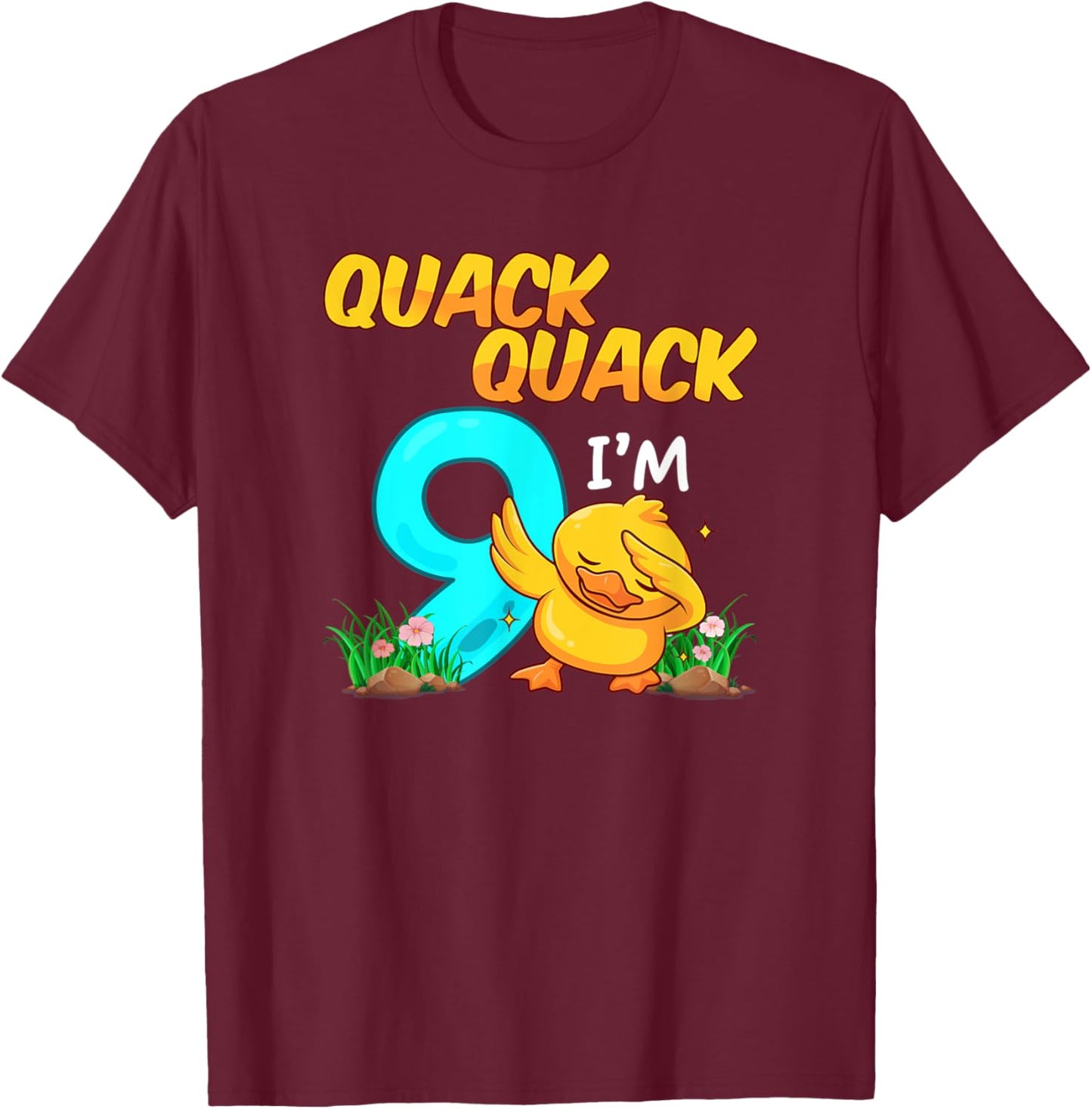 9 Year Old Gifts Boys Girls Teens Dabbing Duck 9th Birthday T-Shirt - T-Shirt | Maroon
