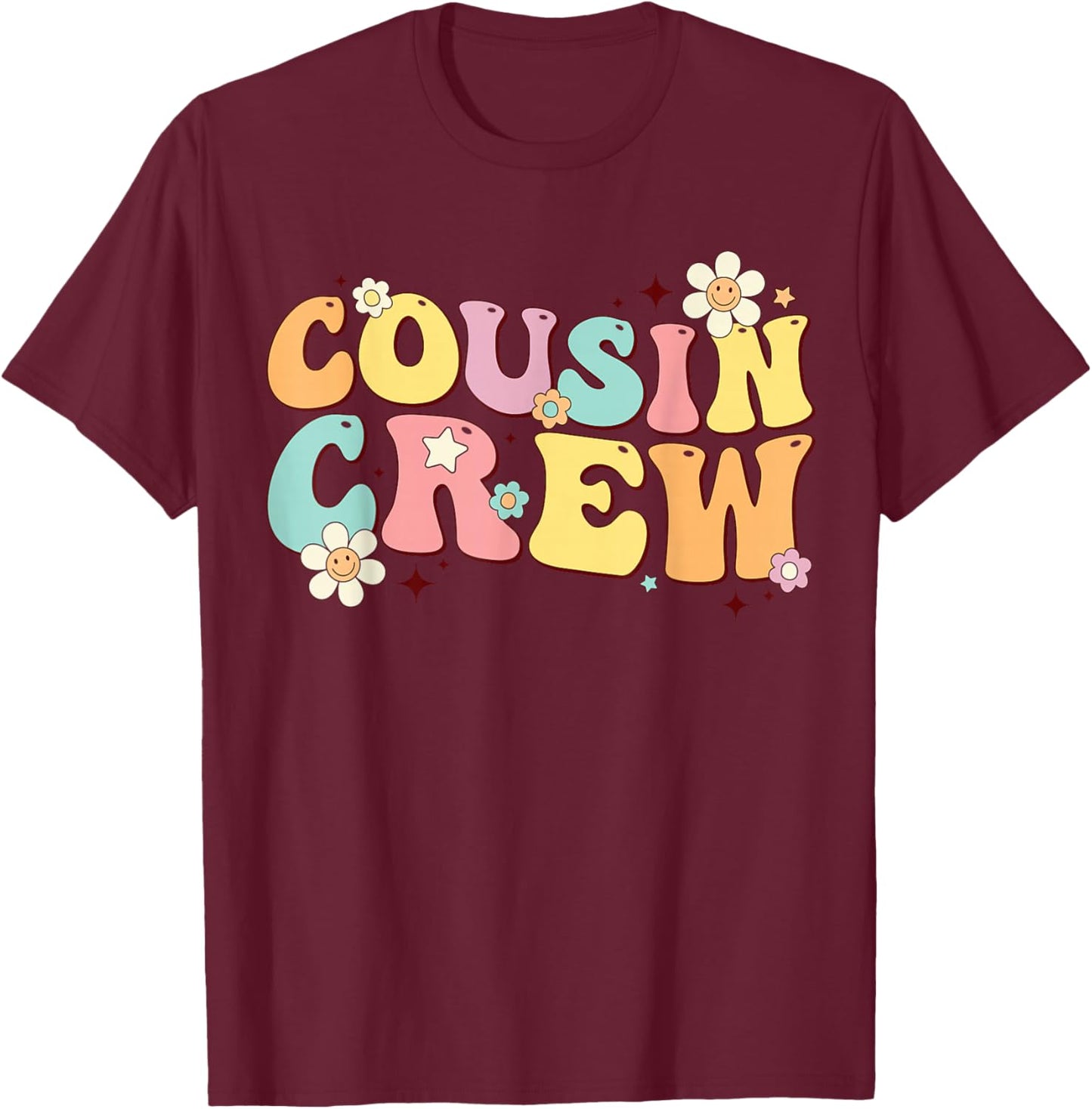 Cousin Crew Retro Groovy Summer Vacation Family Trip Toddler T-Shirt - T-Shirt | Maroon