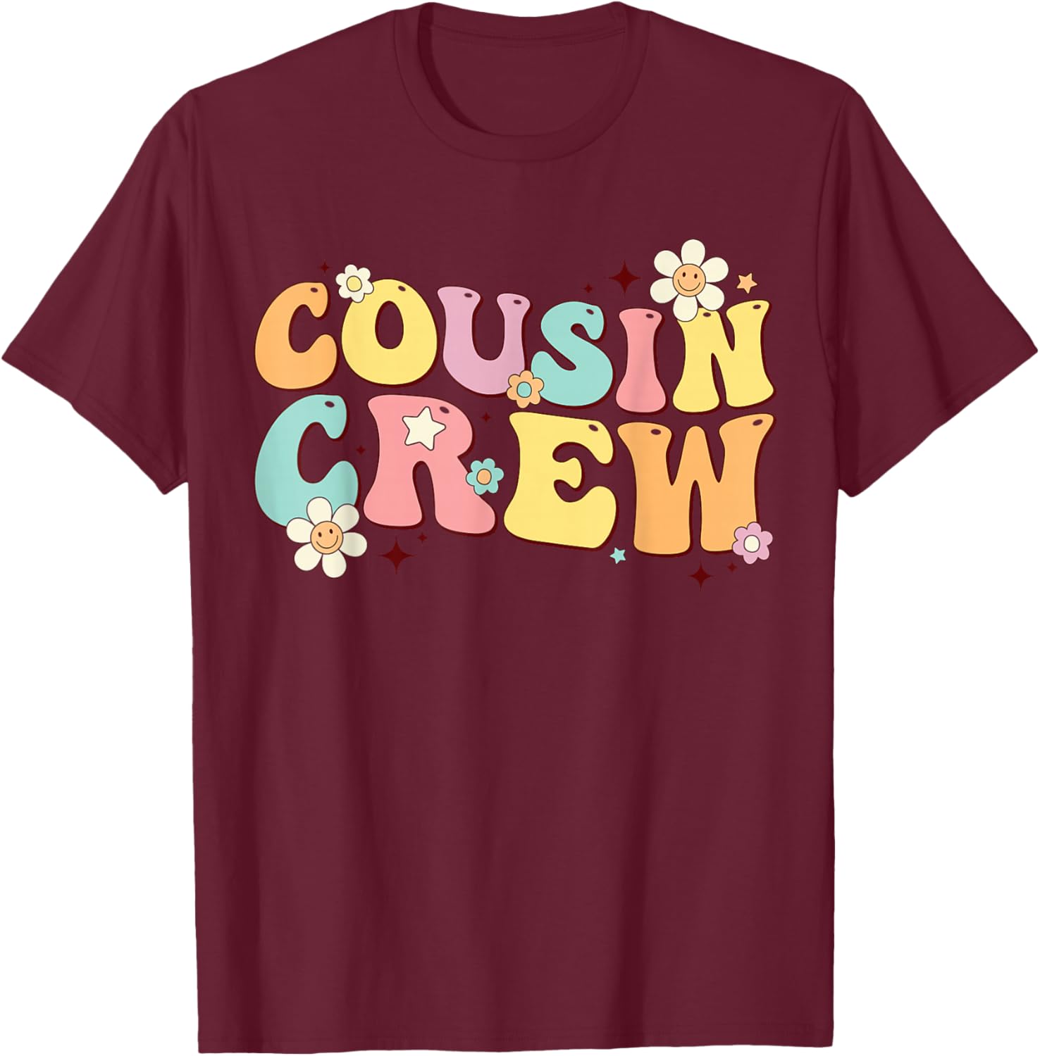 Cousin Crew Retro Groovy Summer Vacation Family Trip Toddler T-Shirt - T-Shirt | Maroon
