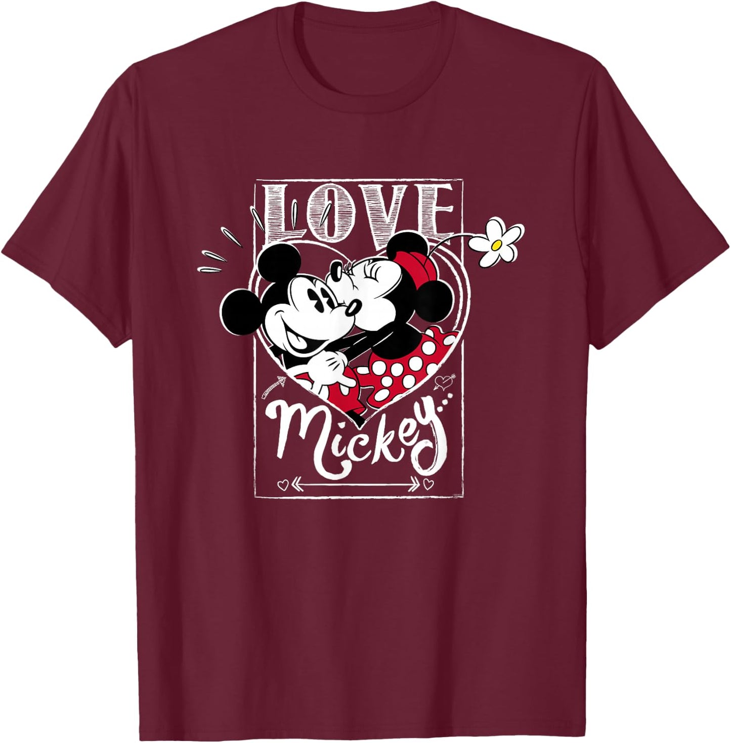 Disney Mickey & Minnie Mouse Love Mickey Valentine's Day T-Shirt - T-Shirt | Maroon