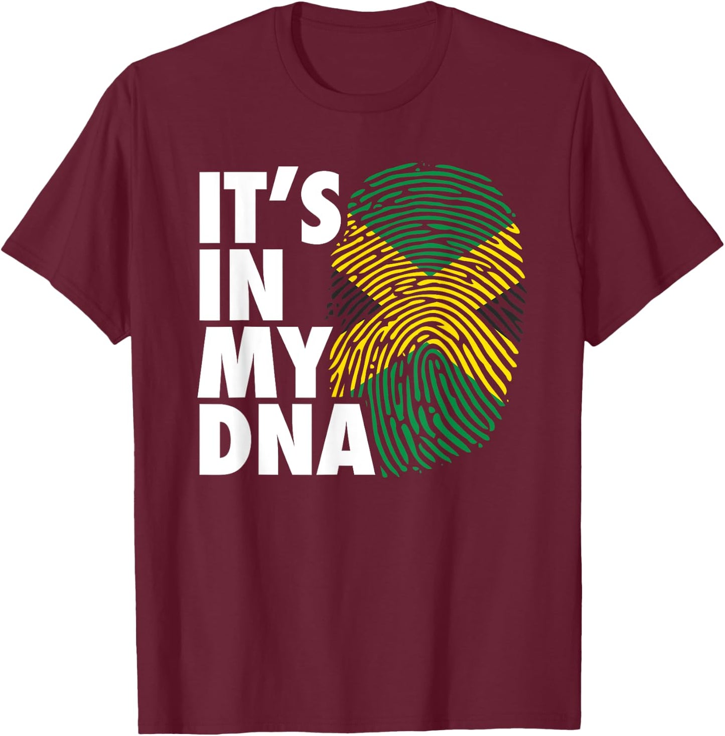 My DNA Jamaica Fingerprint Jamaican Pride Heritage Souvenir T-Shirt - T-Shirt | Maroon