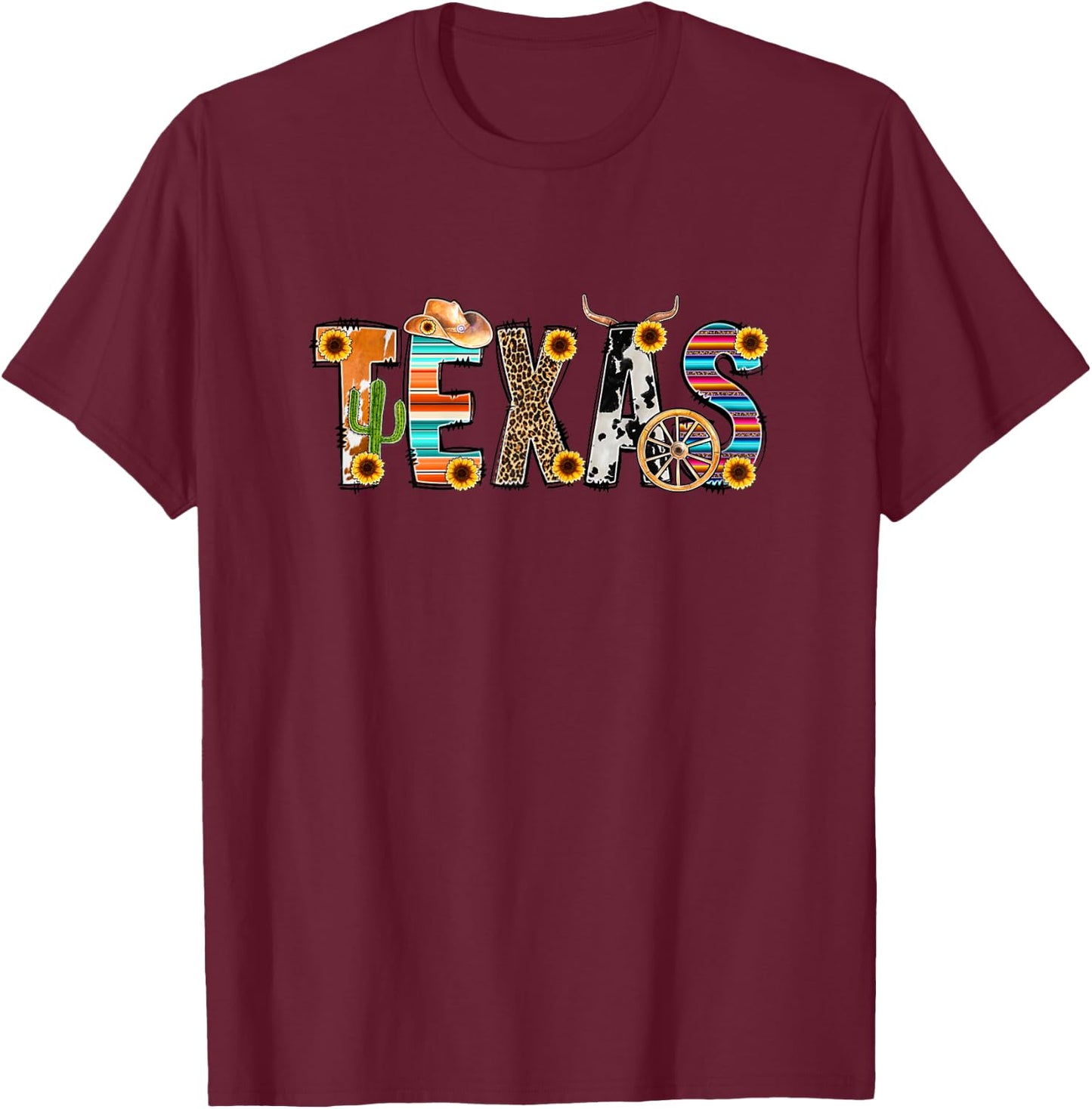 Texas Cactus Texas for Girl, Texas Yall T-Shirt - T-Shirt | Maroon