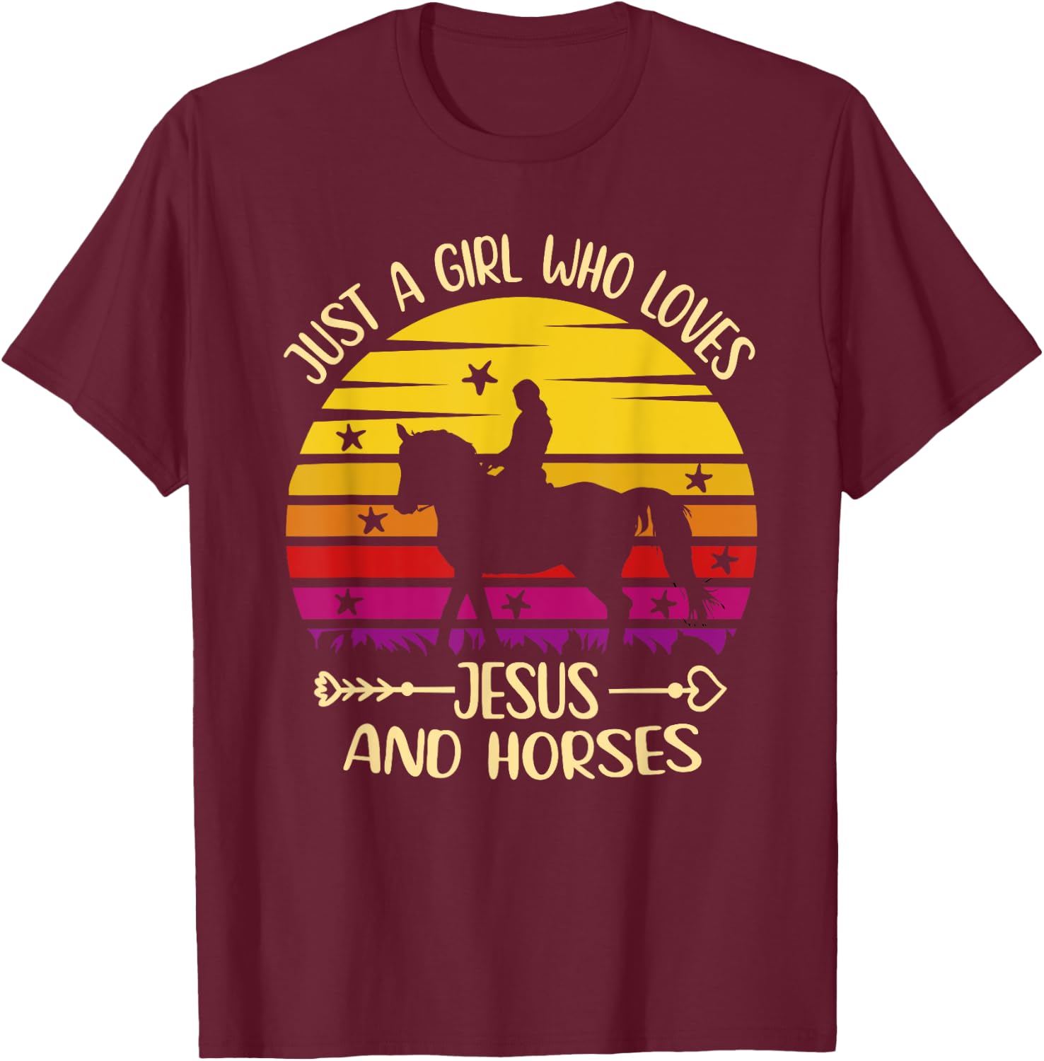 Jesus And Horses - Just A Girl Who Loves Jesus And Horses T-Shirt - T-Shirt | Maroon