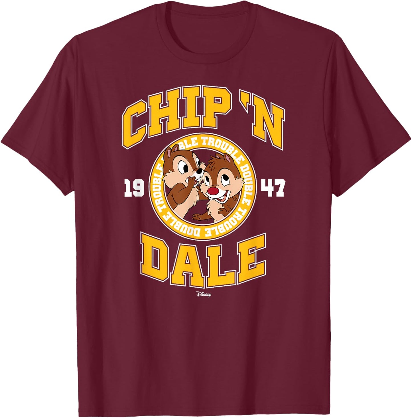 Chip 'N Dale Rescue Rangers - Collegiate Double Trouble T-Shirt - T-Shirt | Maroon