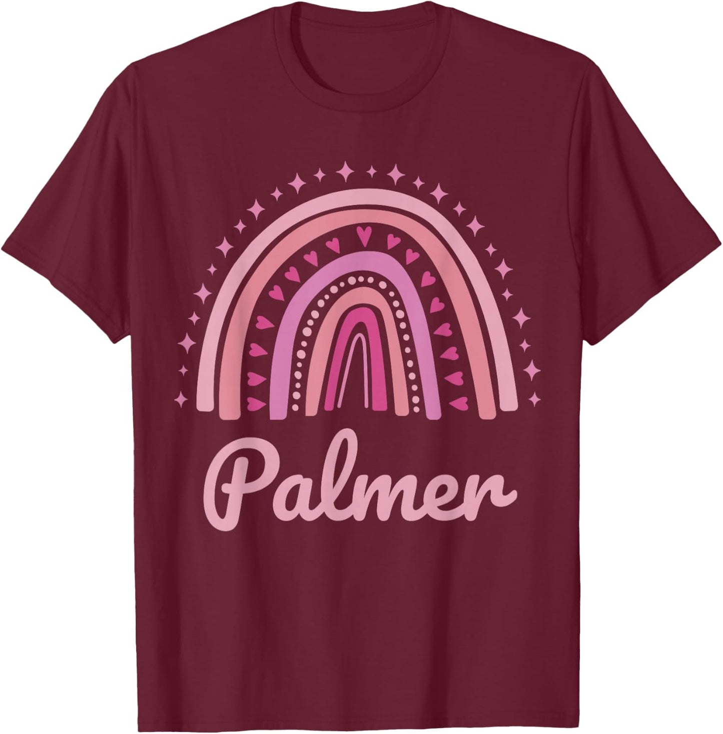 Palmer Name Personalized Funny Women Pink Rainbow Palmer T-Shirt - T-Shirt | Maroon