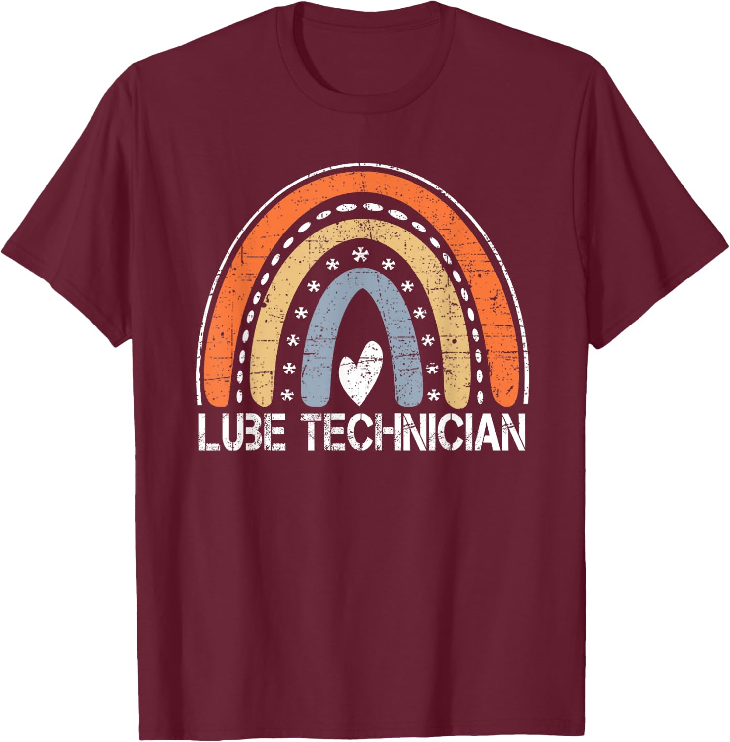 Funny Job Title Worker Vintage Rainbow Lube Technician T-Shirt - T-Shirt | Maroon