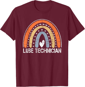 Funny Job Title Worker Vintage Rainbow Lube Technician T-Shirt - T-Shirt | Maroon