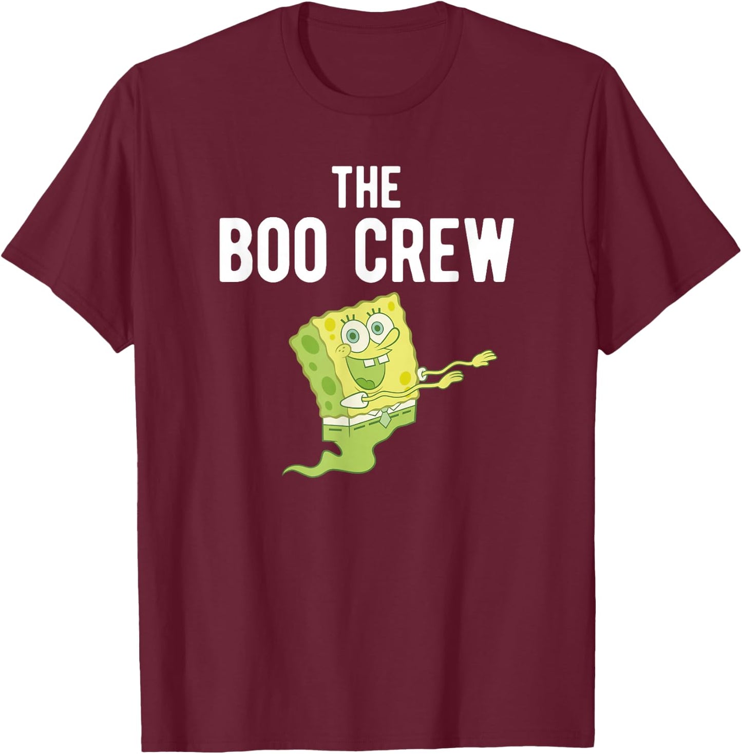 SpongeBob SquarePants Halloween SpongeBob Ghost Boo Crew T-Shirt - T-Shirt | Maroon