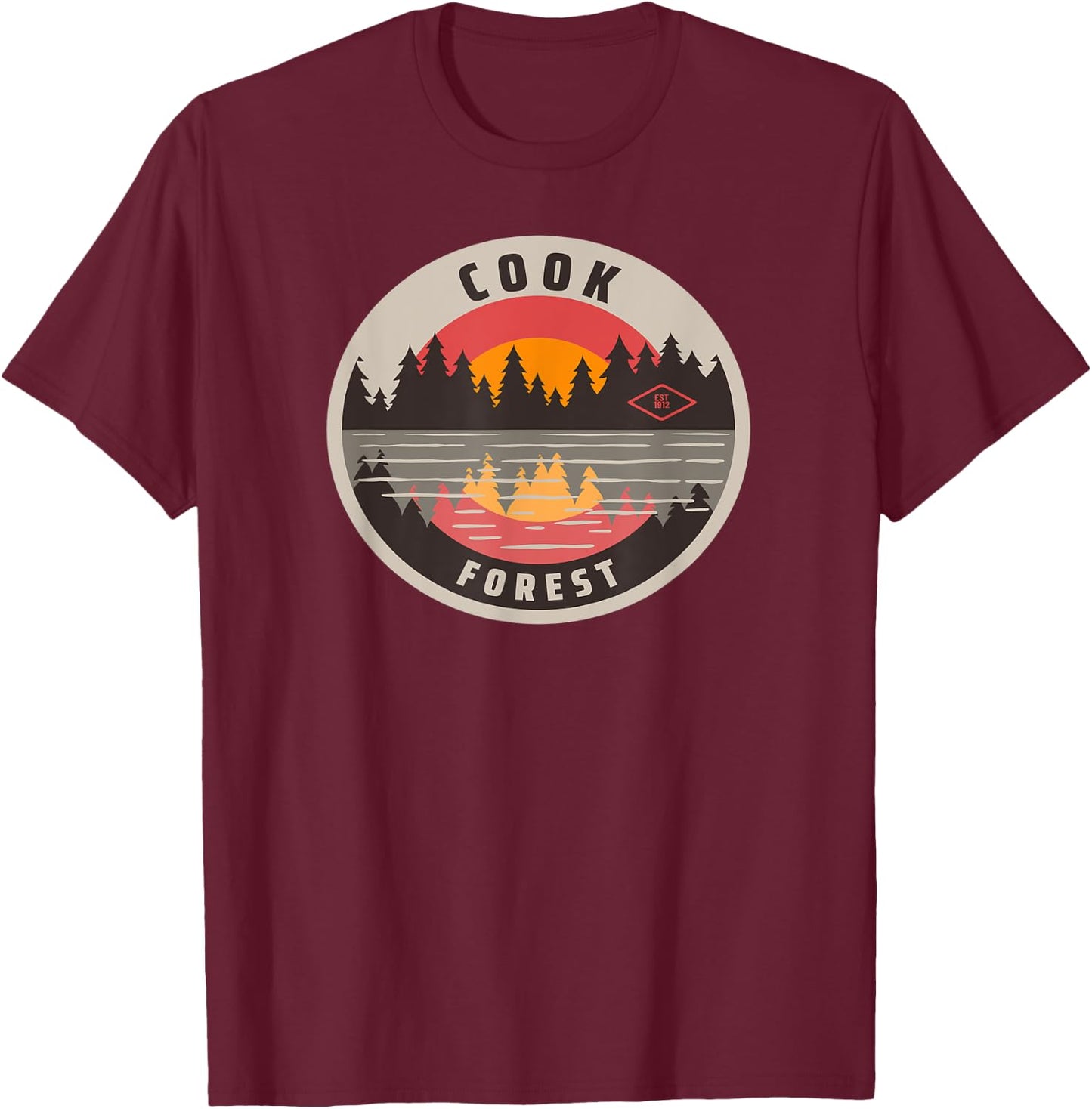 Cook Forest Lake reflection T-Shirt - T-Shirt | Maroon