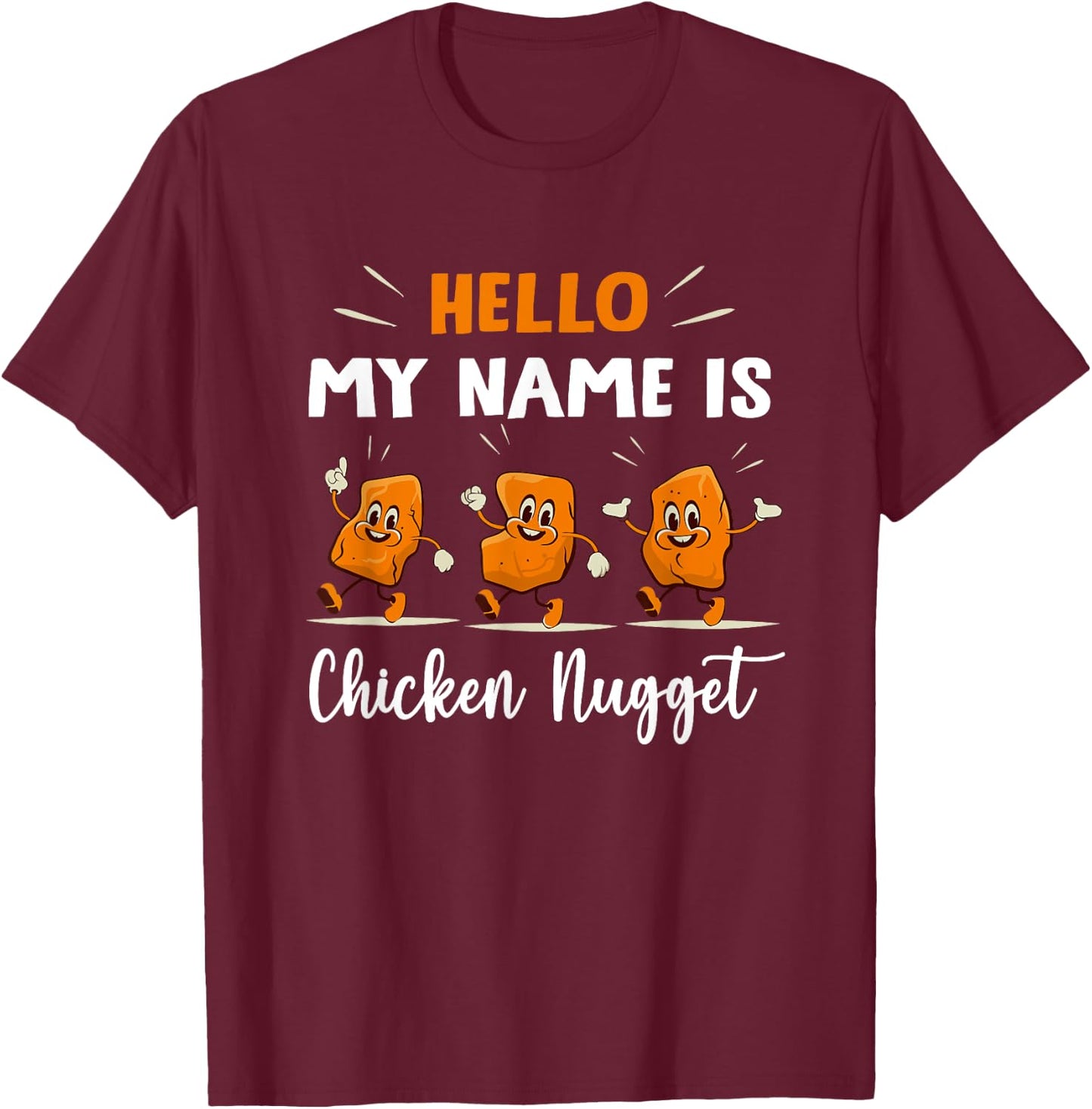 Hello My Name Is Chicken Nugget Halloween Costume Kids T-Shirt - T-Shirt | Maroon