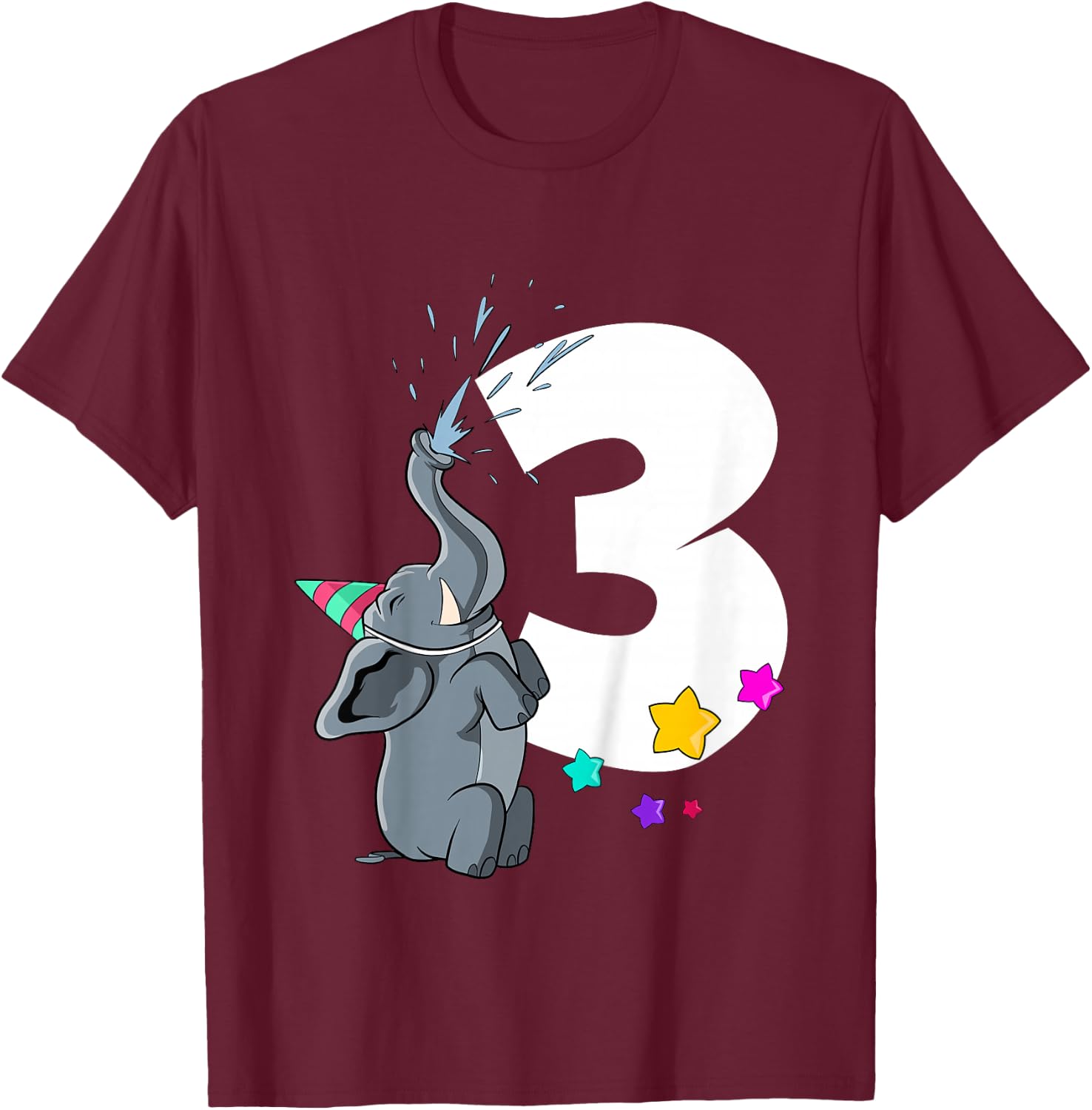 Elephant 3rd birthday 3 years old T-Shirt - T-Shirt | Maroon