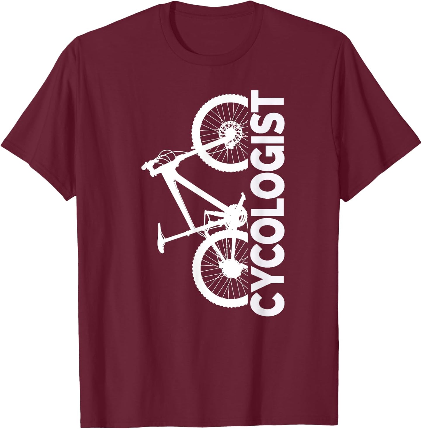 Mountain Biking Cycologist Vertical Graphic Design T-Shirt - T-Shirt | Maroon