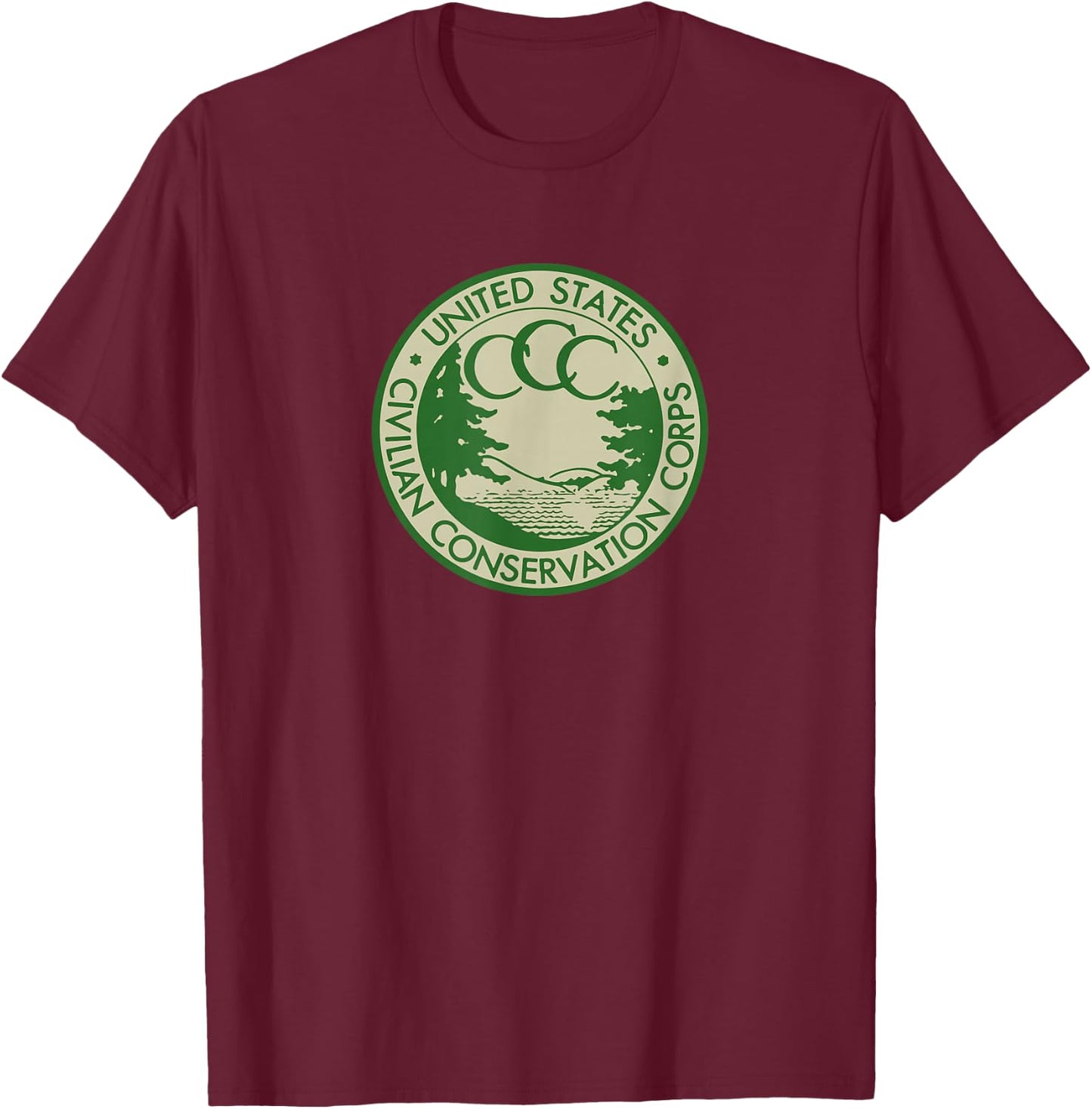 Civilian Conservation Corps CCC Logo Retro Outdoors 1930s T-Shirt - T-Shirt | Maroon