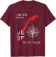 Norway Scandinavia Hiking Camper Fishing Norge - Arctic Circle Polar North Norwegian Flag - -Adults - Black - Small - Short Sleeve - Classic Fit - Cotton, Polyester T-Shirt - T-Shirt | Maroon
