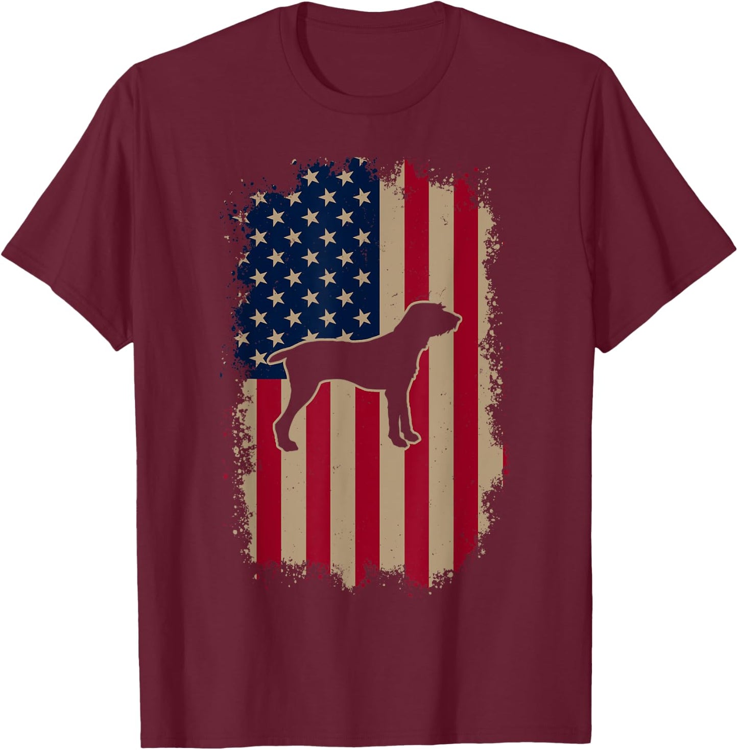 American US Flag Pudelpointer T-Shirt - T-Shirt | Maroon