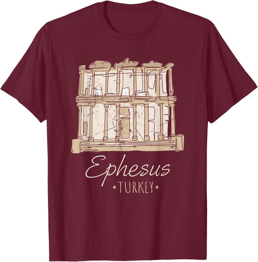 Ephesus Turkey Ancient City Architecture Ruins History T-Shirt - T-Shirt | Maroon