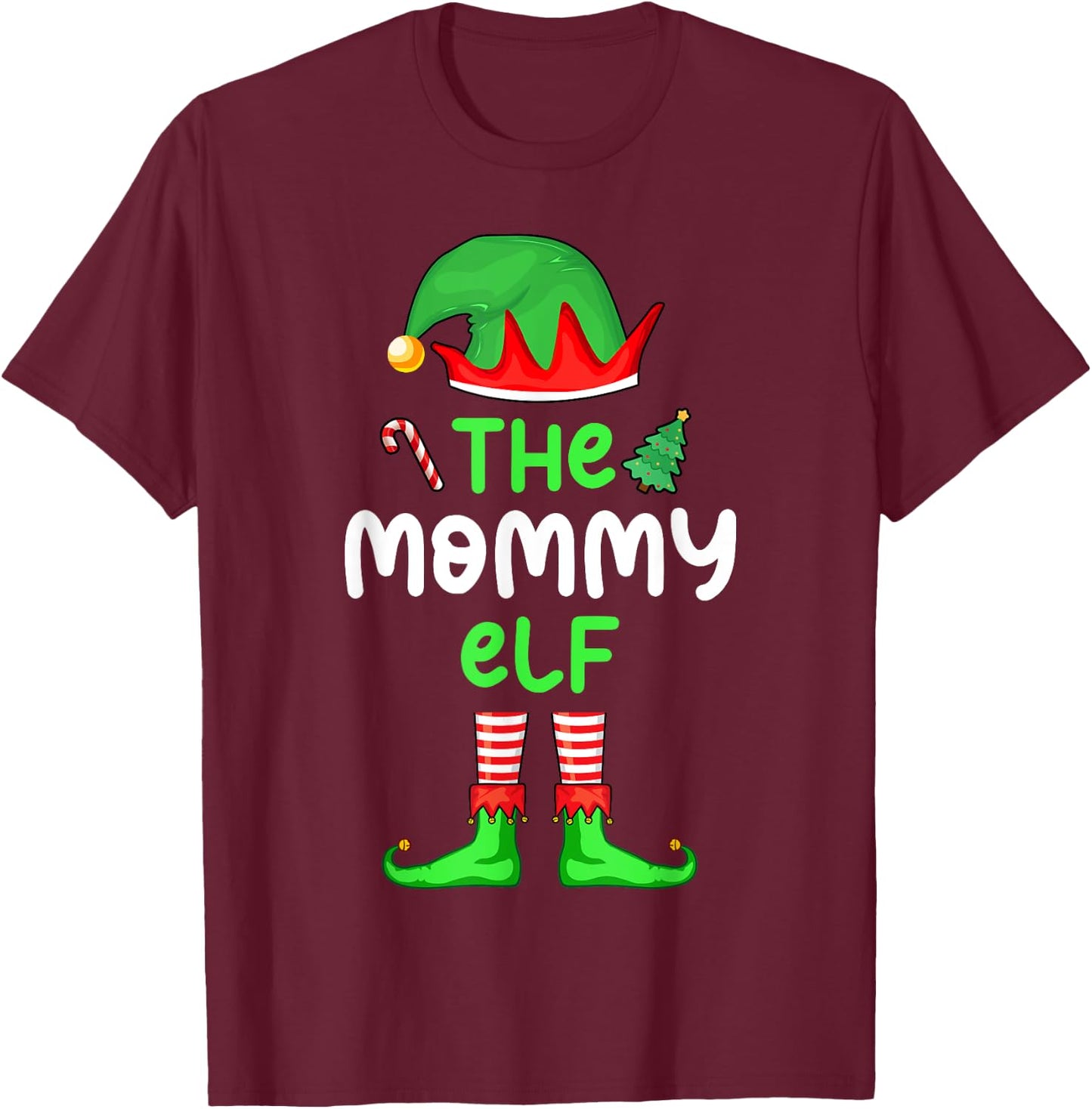 I'm The Mom Elf Christmas Family Matching Pajama Mommy Elf T-Shirt - T-Shirt | Maroon