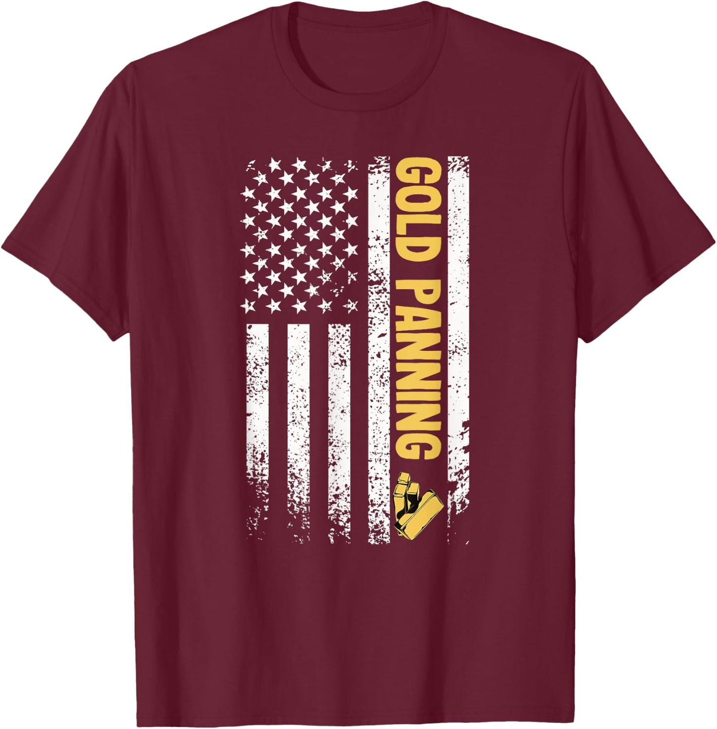 Gold panning usa flag gold miner prospecting gold digging T-Shirt - T-Shirt | Maroon