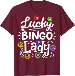 Bingo Lucky Bingo Lady T-Shirt - T-Shirt | Maroon