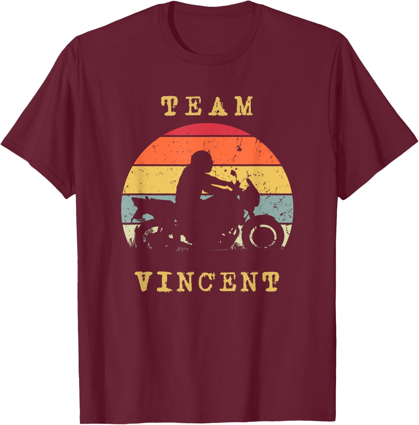 Fun Vintage Retro Sunset Vincent Motorcycle Biker Rider T-Shirt - T-Shirt | Maroon