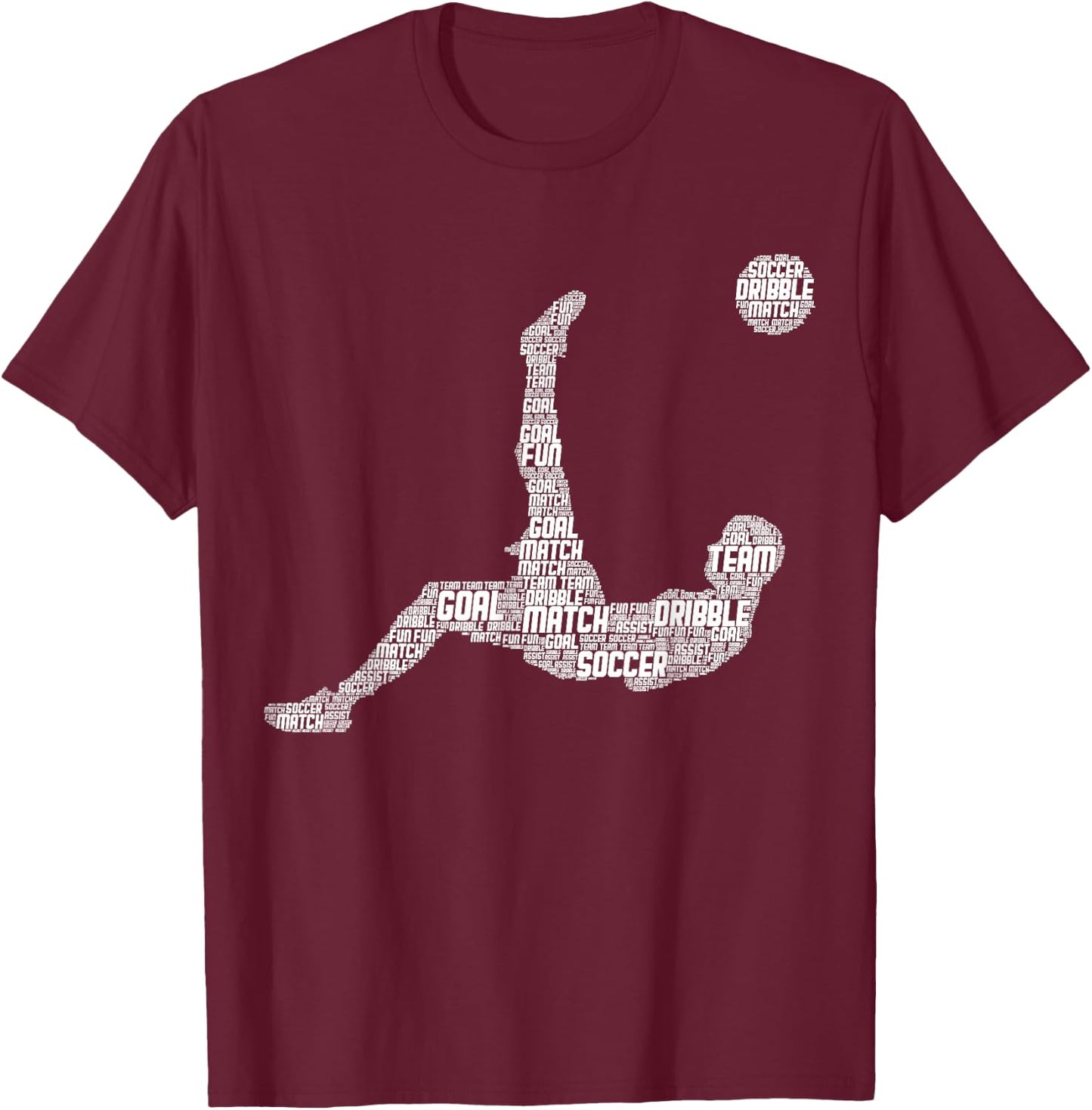 Soccer Player Men Boys Kids T-Shirt - T-Shirt | Maroon