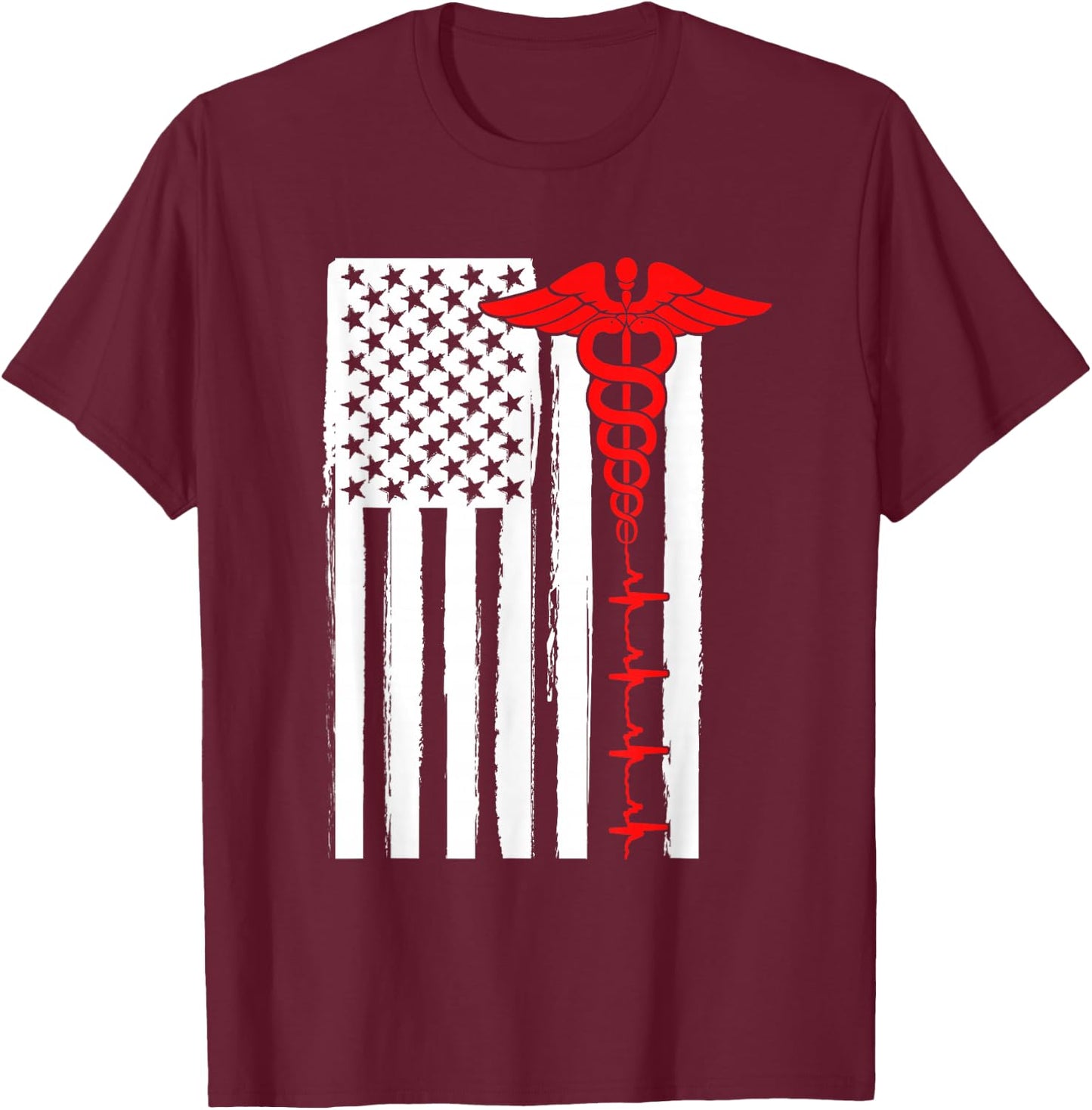 Nursing Shirts Us Flag Nurse Life Medicine Student T-Shirt - T-Shirt | Maroon