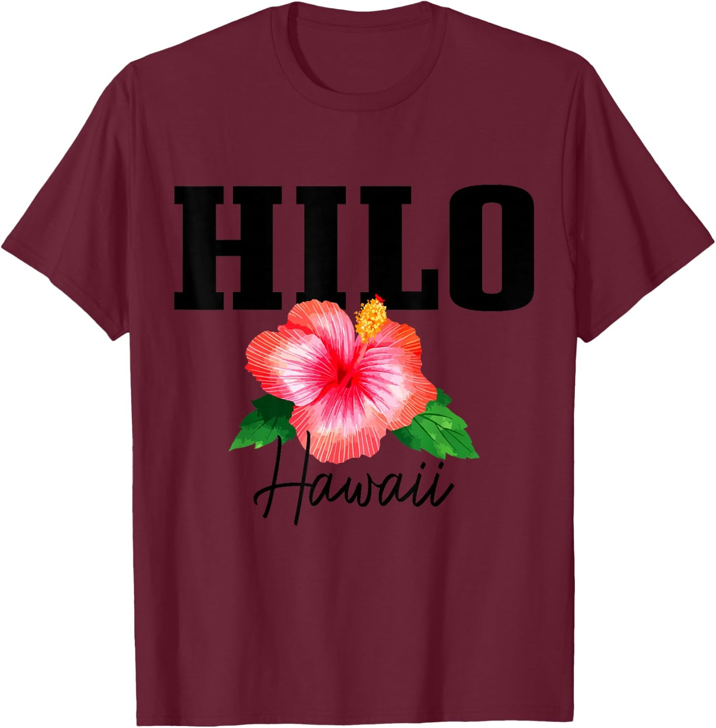 Hilo Hawaii Floral Hawaiian Hibiscus Surf Surfer Vintage T-Shirt - T-Shirt | Maroon