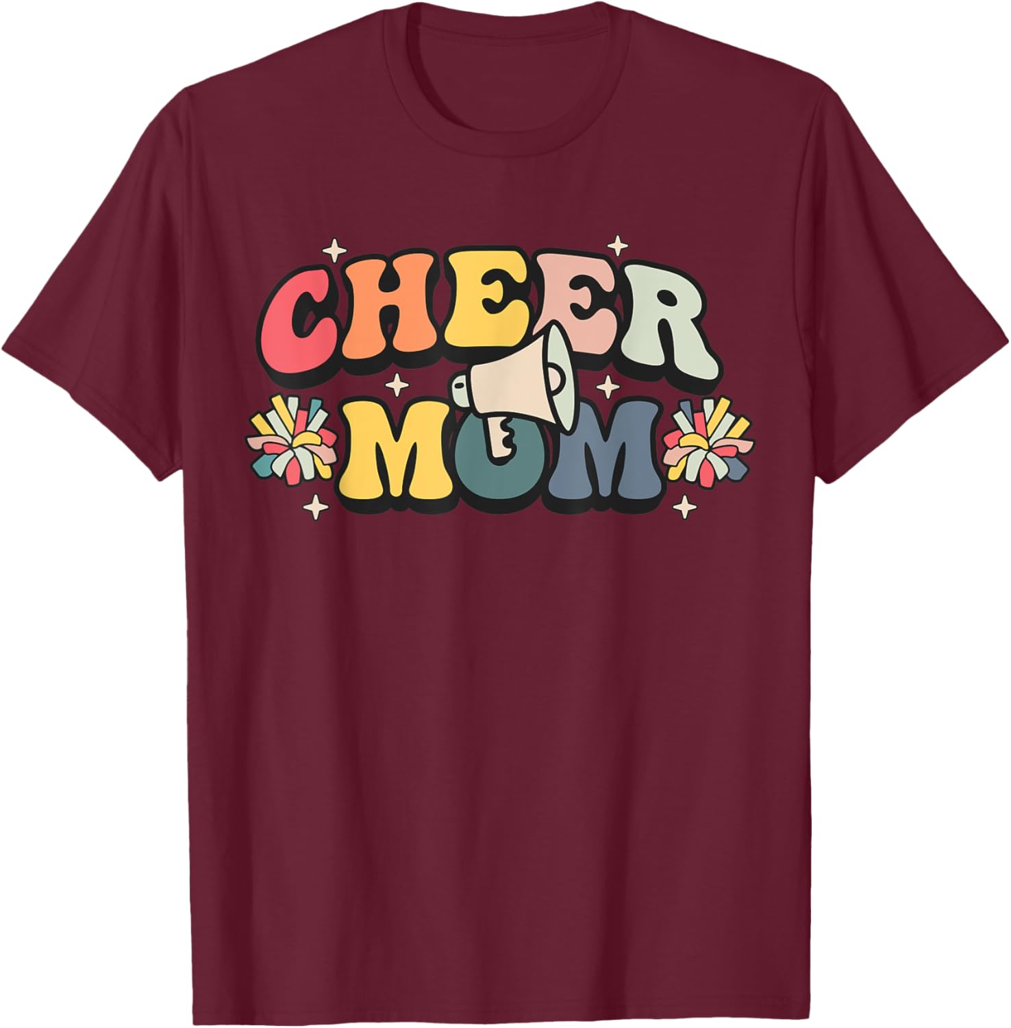 Cheer Mom Cheerleader Mom Mama Cheerleading Team Retro T-Shirt - T-Shirt | Maroon