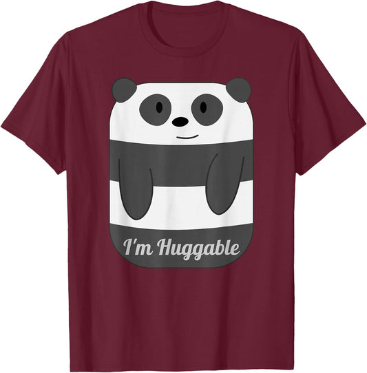 Adorable I'm Huggable Panda T-Shirt - T-Shirt | Maroon