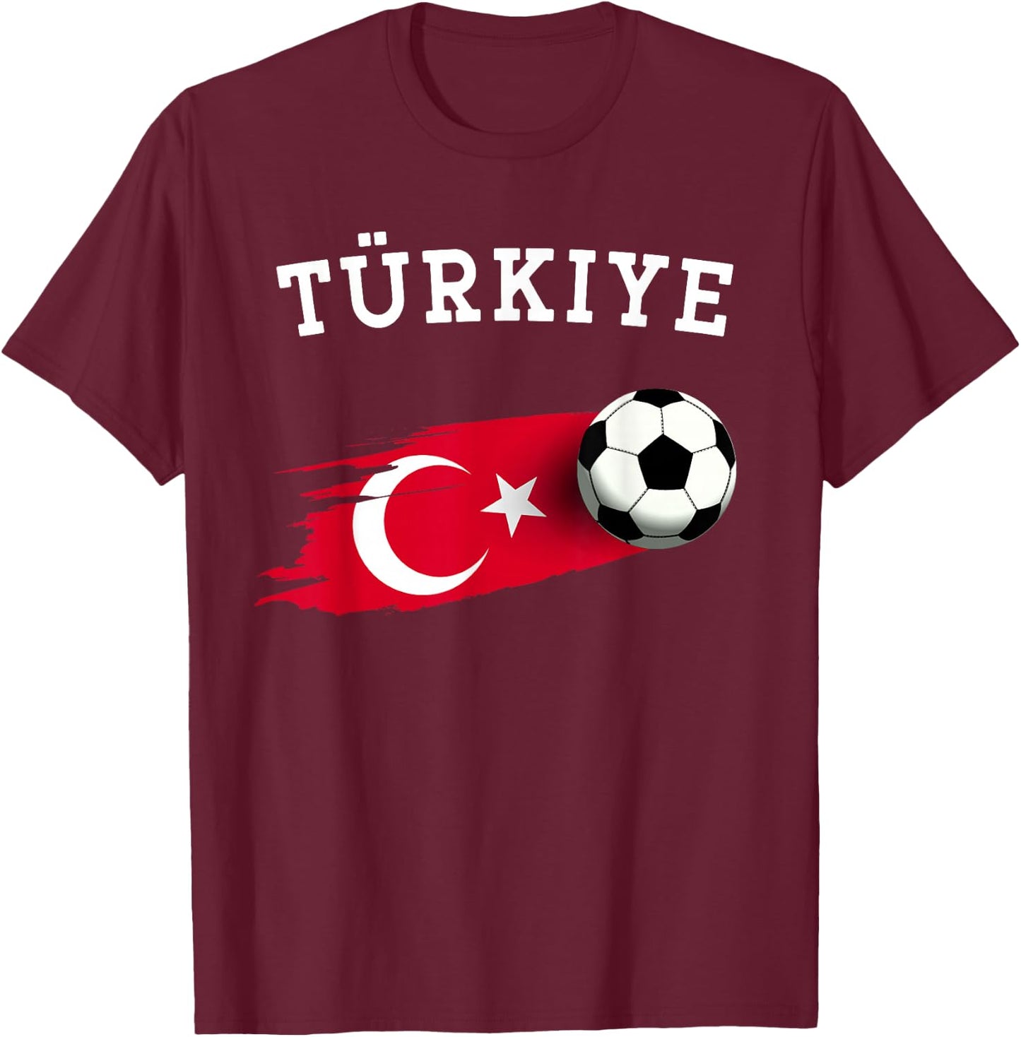 Turkish Flag Turkey Flag Turkish Soccer Turkish Football T-Shirt - T-Shirt | Maroon