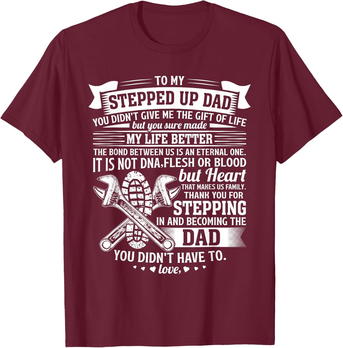 Mechanic stepdad fathers day birthday gifts step dad men T-Shirt - T-Shirt | Maroon