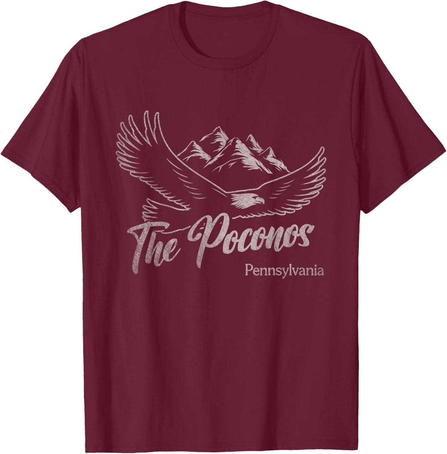 Vintage The Poconos Pennsylvania Hiking Mountains Outdoors T-Shirt - T-Shirt | Maroon