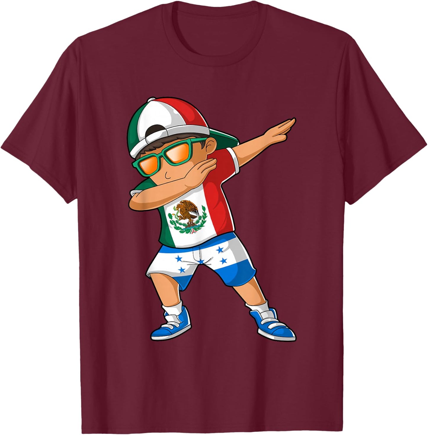 Half Mexican Half Honduran Boy Mexico Honduras Flag T-Shirt - T-Shirt | Maroon