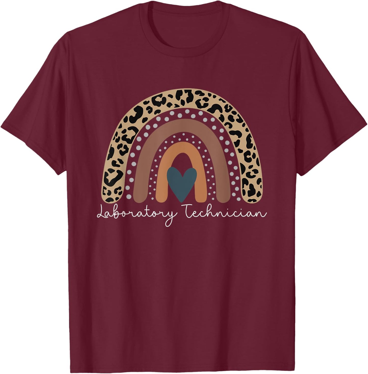 Cute Leopard Boho Rainbow for Laboratory Technician Squad T-Shirt - T-Shirt | Maroon