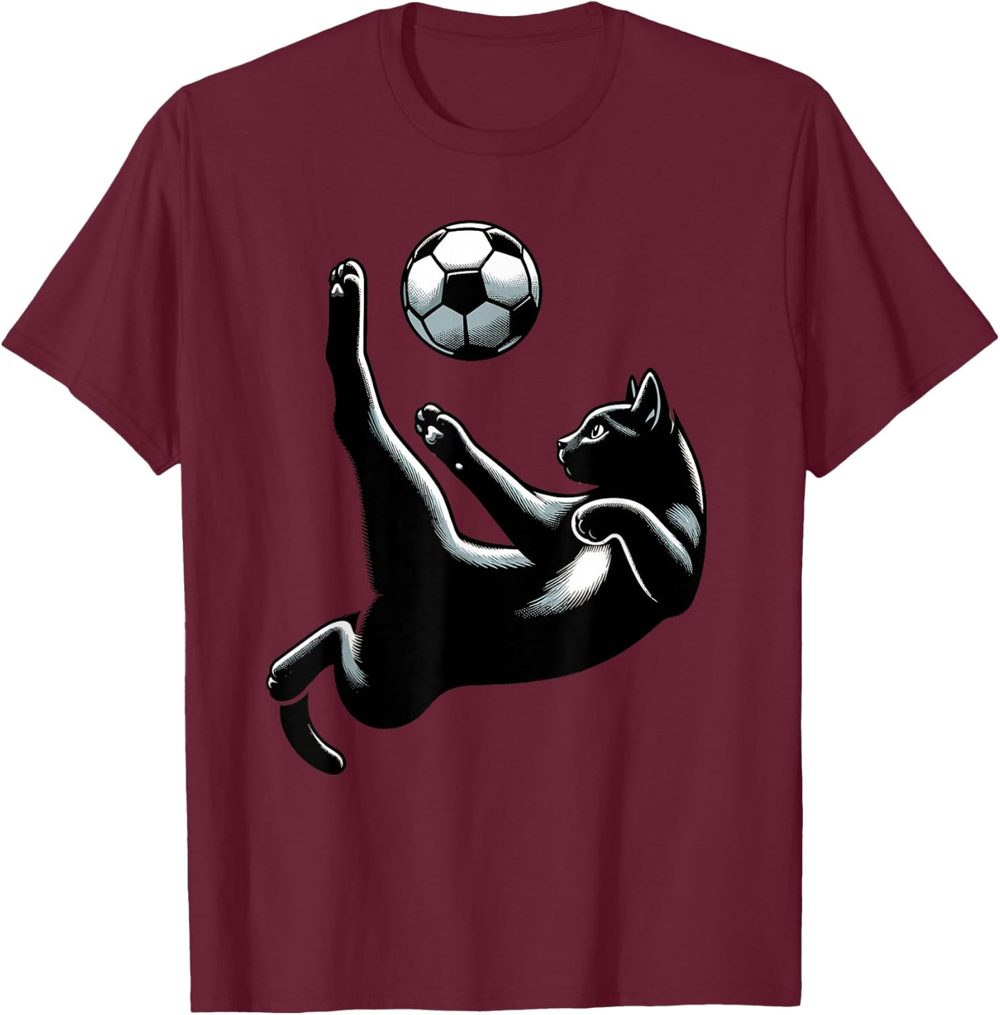 Cat Bicycle Kick - Soccer Fans Women Men Kids T-Shirt - T-Shirt | Maroon
