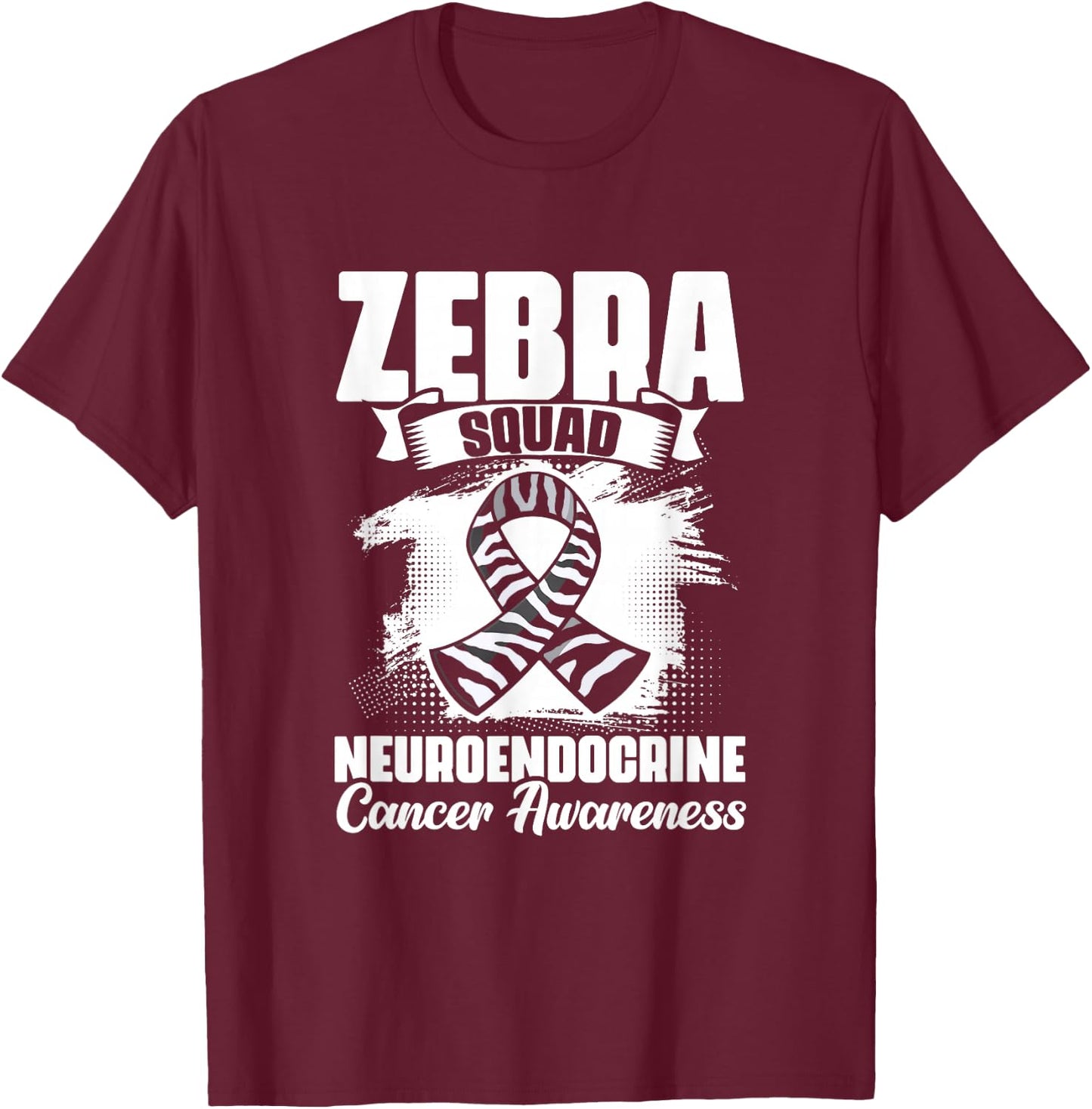 Zebra Squad - Zebra Ribbon Carcinoid Cancer Awareness T-Shirt - T-Shirt | Maroon