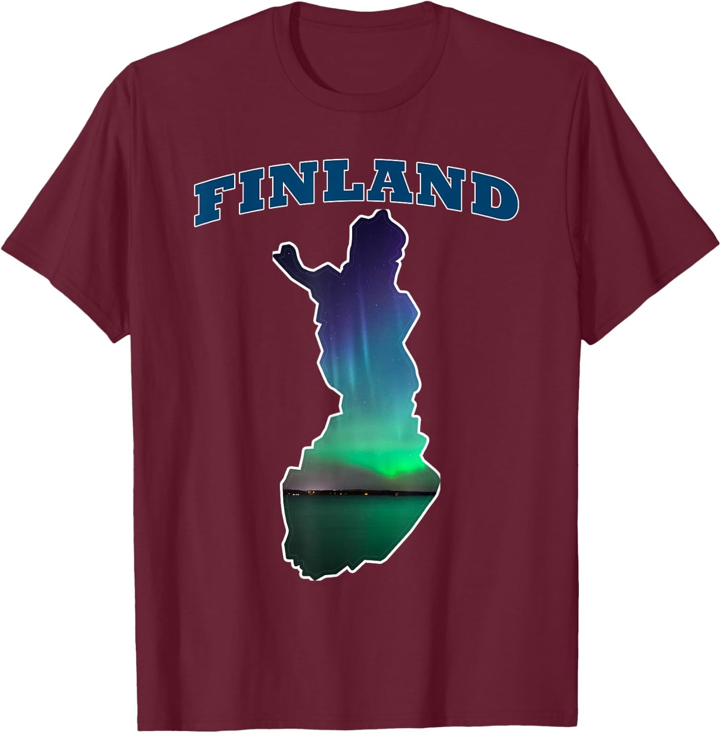 Finland Aurora Borealis Finnish Northern Lights T-Shirt - T-Shirt | Maroon
